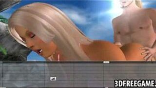 Sexy 3D blonde with big tits is fucked on the beach porn video
